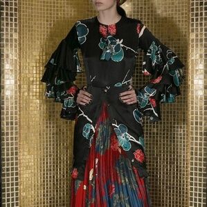 Polite‎ Silk Satin Tiered Ruffle Mini Dress SZ S